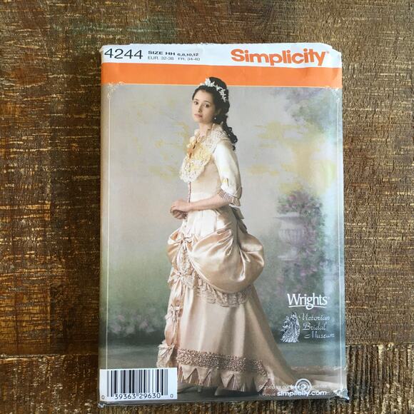 Simplicity Sewing Pattern 4244 Victorian Bridal Gown Wedding Dress 6-12 UNCUT FF - Picture 1 of 2
